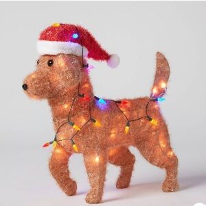 COPY - Christmas Golden Retriever Tinsel 23" Tall Novelty Sculpture Light-Up.